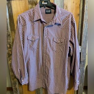Wrangler Men's Burgundy Checkered Shirt